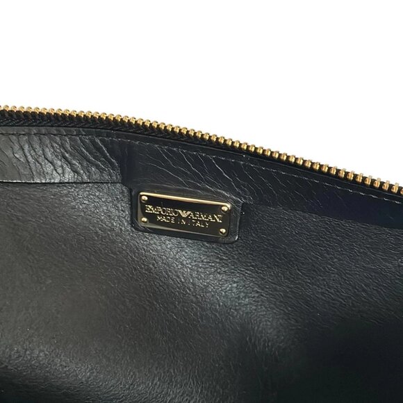 EMPORIO ARMANI - Black Leather Shoulder Bag - Picture 8 of 9